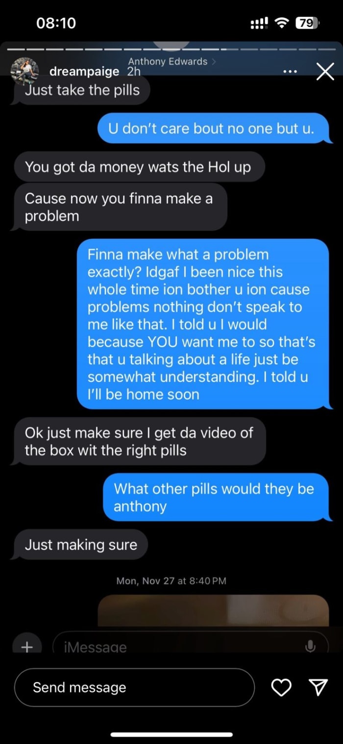 Anthony Edwards' Girlfriend Shares Screenshots Of Chats Where He Forces ...