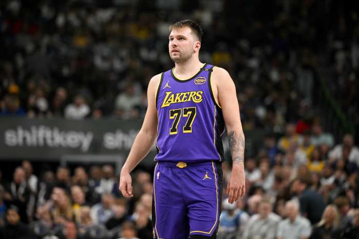 Dallas, Texas, USA; Los Angeles Lakers guard Luka Doncic (77) during the game between the Dallas Mavericks and the Los Angeles Lakers at American Airlines Center. Mandatory Credit: Jerome Miron-Imagn Images