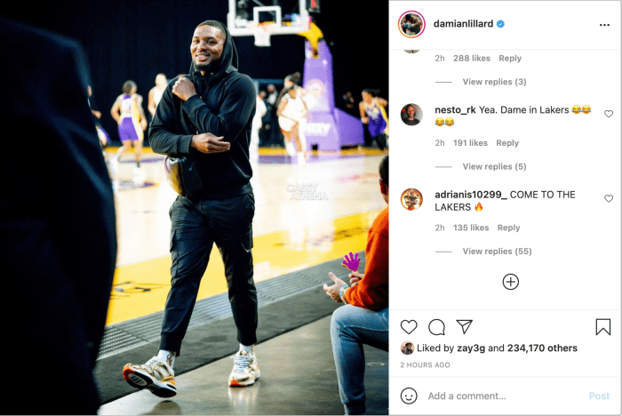 Lakers Fans Go Crazy After Damian Lillard Posts Cryptic Instagram