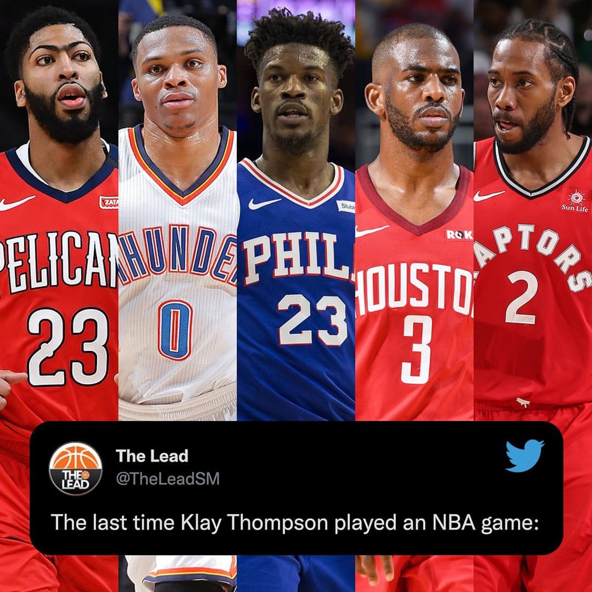 The Last Time Klay Thompson Played An NBA Game: Anthony Davis Was Still  With Pelicans, Kawhi Leonard With Raptors, Russell Westbrook With Thunder -  Fadeaway World