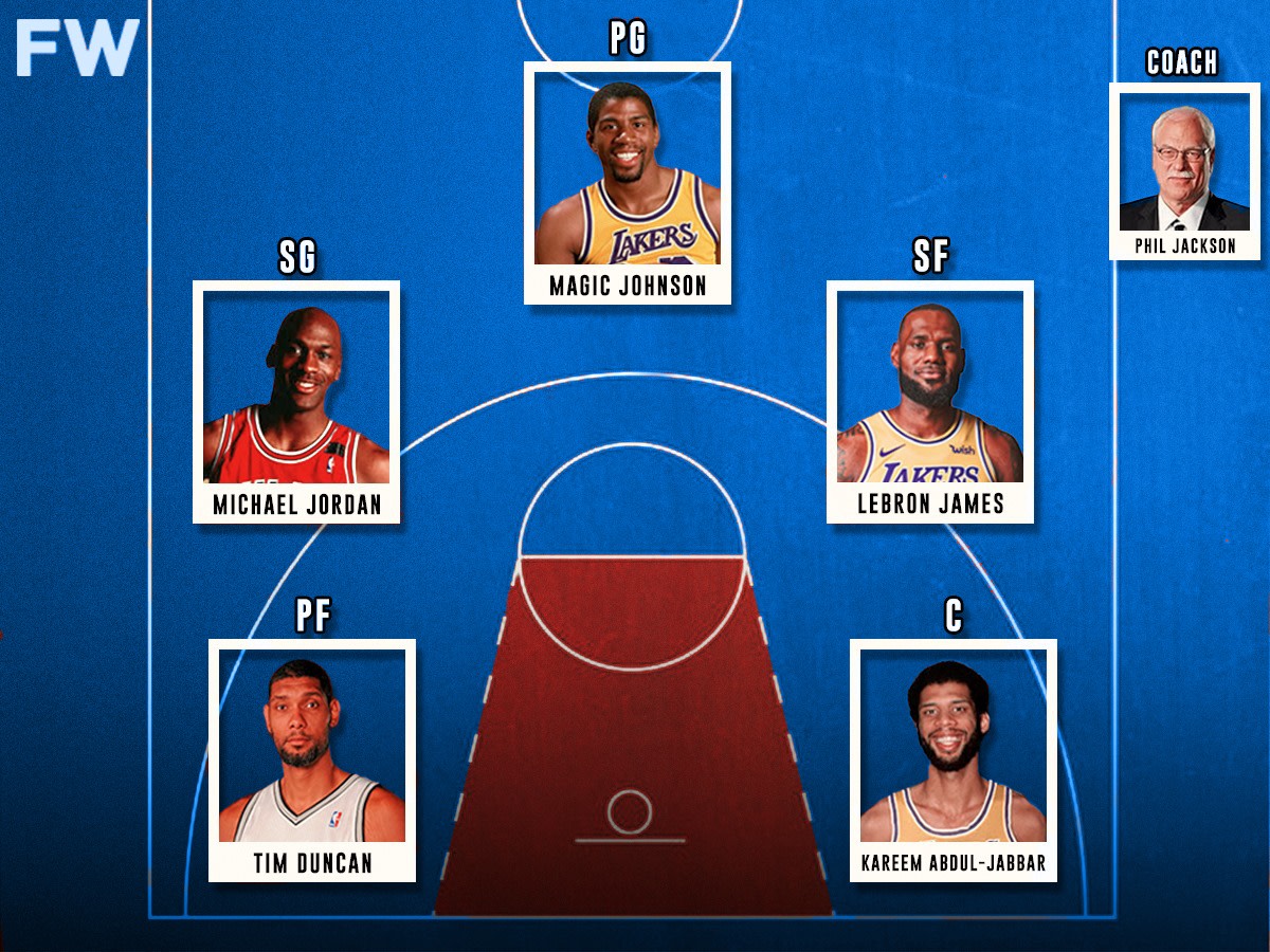 GOAT Squad By Position: Magic Johnson, Michael Jordan, LeBron James, Tim Duncan, Kareem Abdul-Jabbar