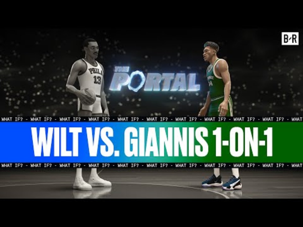 Prime Wilt Chamberlain vs. Prime Giannis Antetokounmpo imagined by Bleacher Report: “I have so many questions. 20,000?”