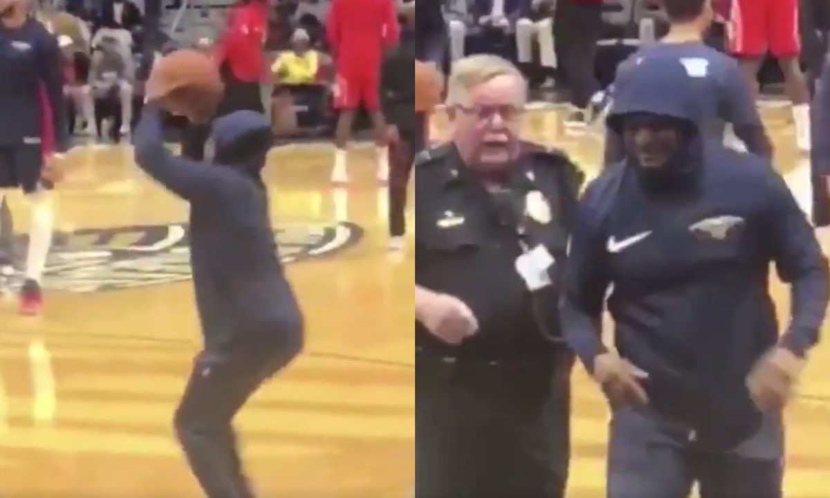 When A Pelicans Fan Snuck In As An NBA Player And Joined The Shoot Around Before The Police Escorted Him Out
