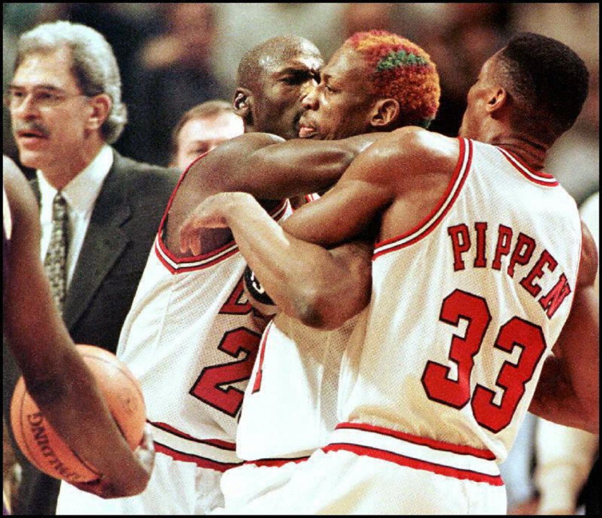 Michael Jordan And Scottie Pippen Had To Hold Dennis Rodman Back So He Wouldn’t Get Suspended Trying To Fight Shaquille O'Neal And The Lakers