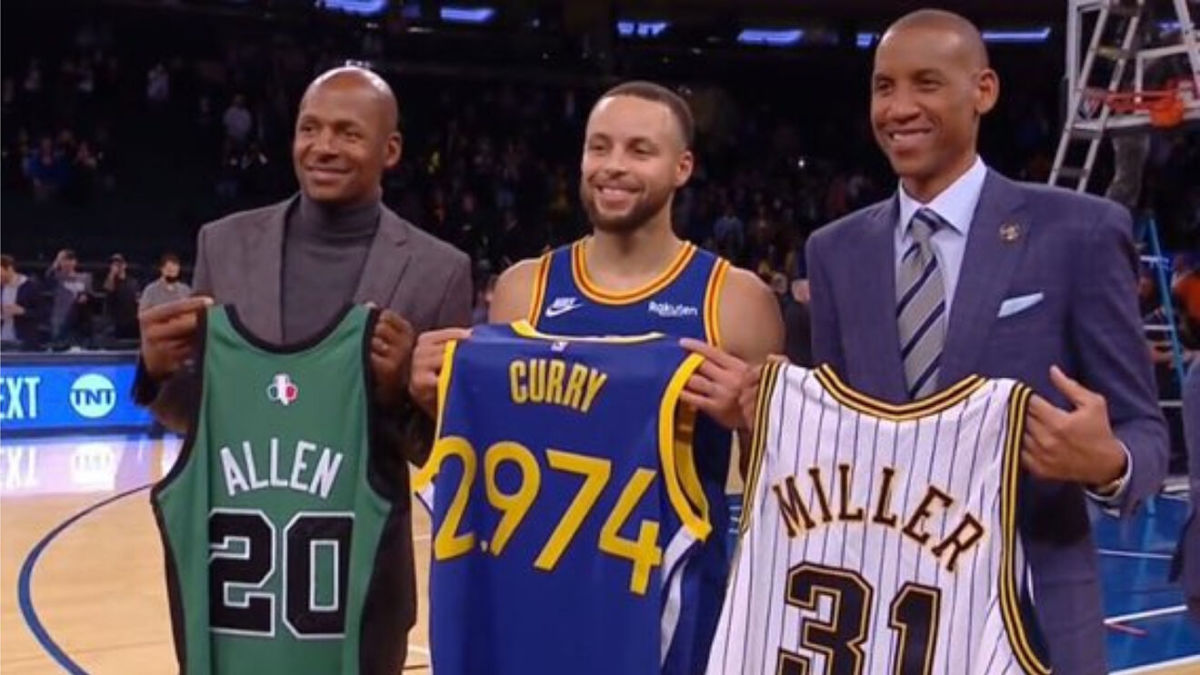 NBA Fans React To A Picture Of Stephen Curry, Ray Allen And Reggie Miller Together: "3 Greatest 3-PT Shooters Of All Time"
