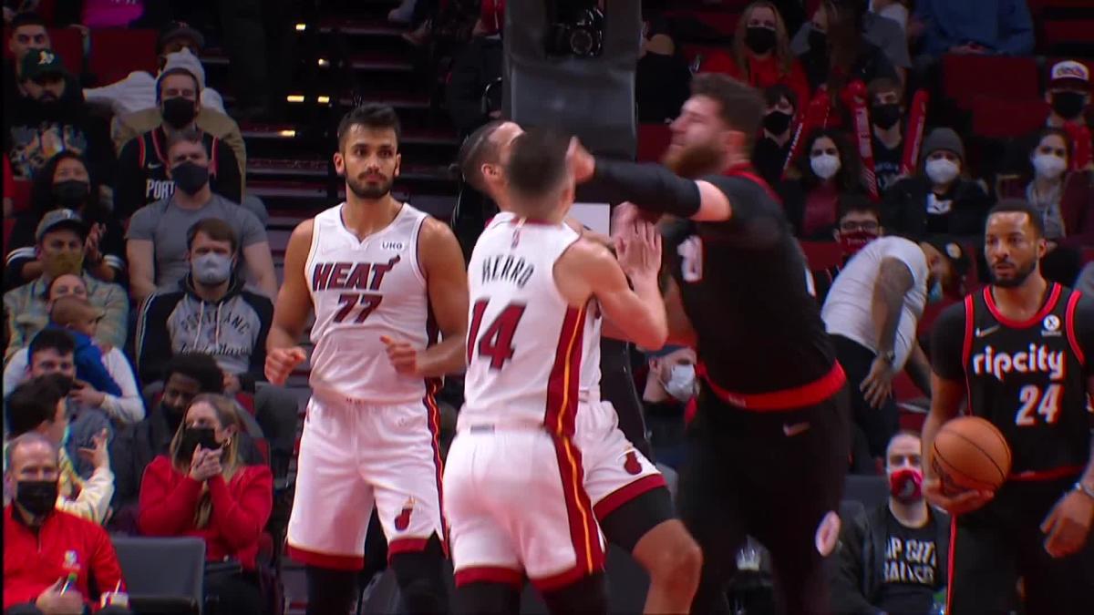 Jusuf Nurkic Threw A Punch At Tyler Herro After He Pushed Him In The Back