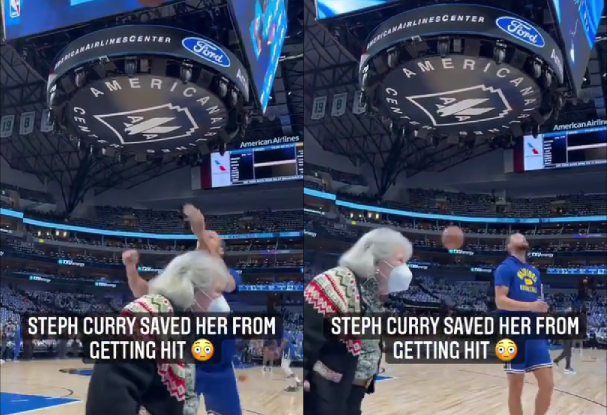 Stephen Curry Saves An Old Lady Before A Basketball Hits Her In The Head