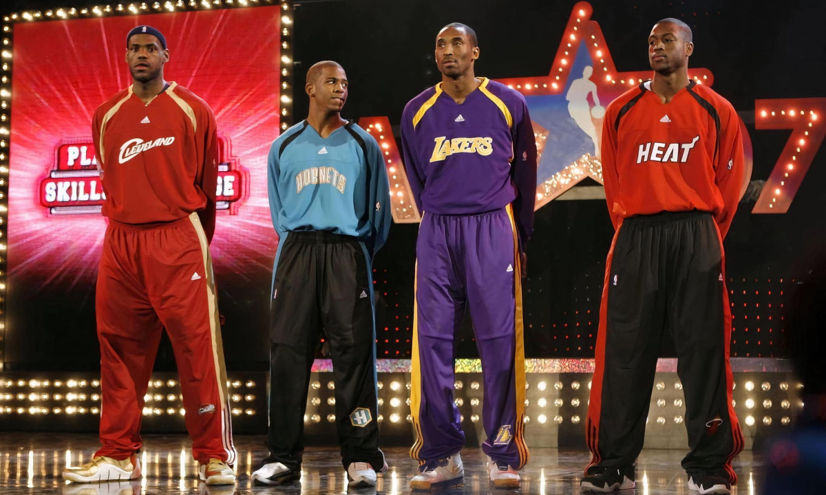 LeBron James, Kobe Bryant, Chris Paul, And Kobe Bryant Competed At The 2007 Skills Challenge On All-Star Weekend