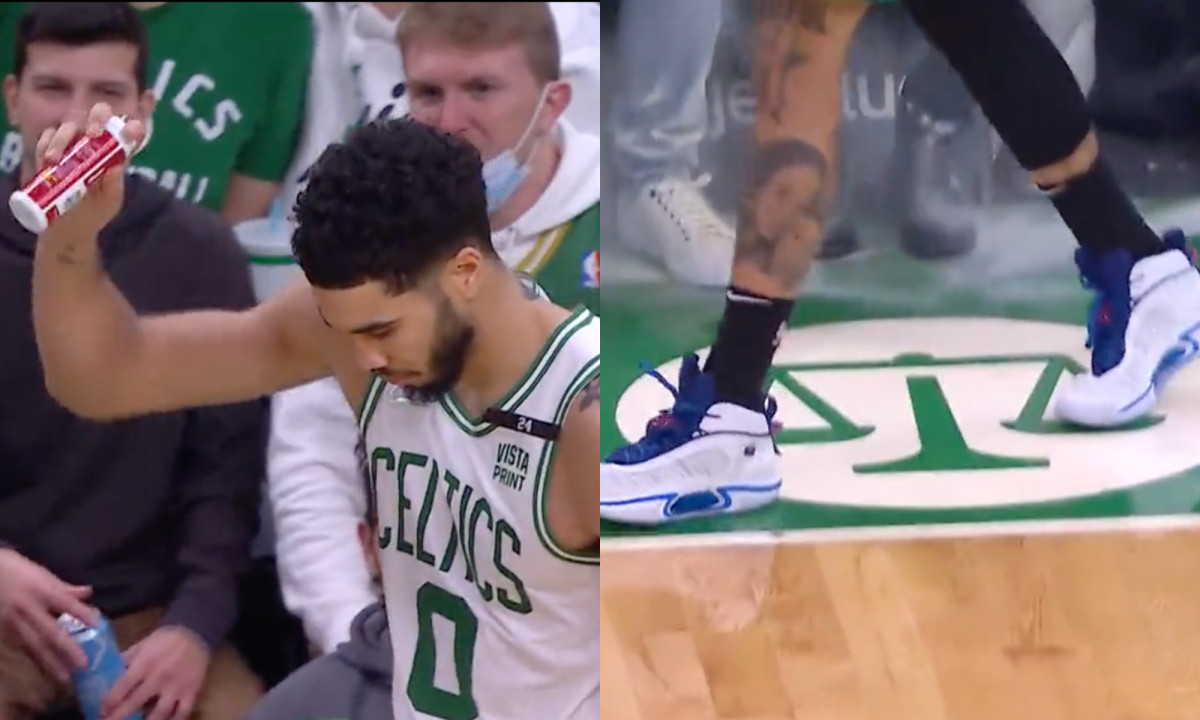 Jayson Tatum Offers Fan His Game Shoes After He Accidentally Threw Powder On The Fan’s Shoes: “Pair Of Game Kicks For The Next Game He Comes To.”