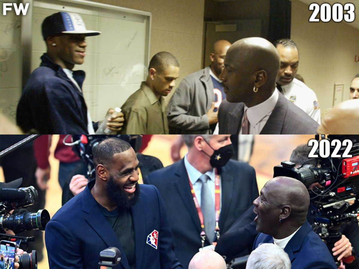 LeBron James And Michael Jordan When They First Met In 2003 And Last Night At The 2022 All-Star Game