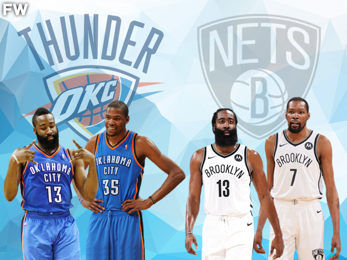 James Harden and Kevin Durant Thunder and Nets