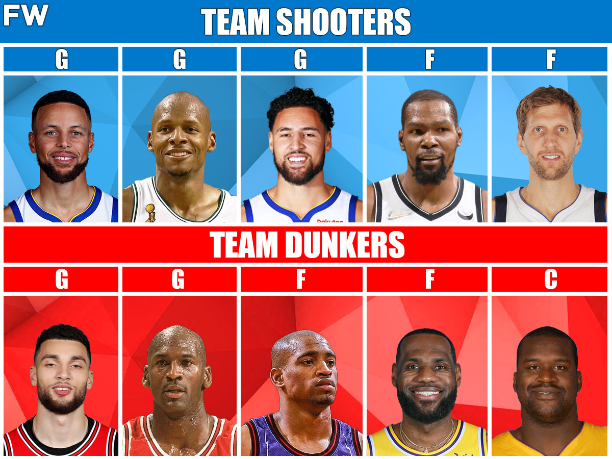 Team Shooters vs. Team Dunkers: 5 Splash Brothers Against The 5 Furious Dunkers