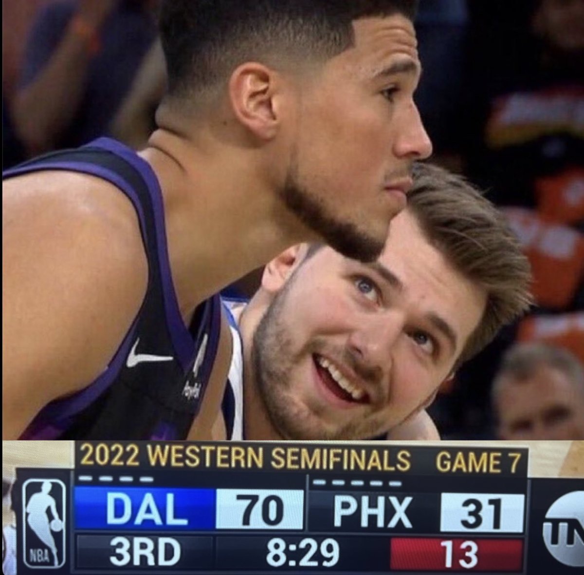 NBA Fan Posts A Photo Of Luka Doncic Looking At Devin Booker, Could Become A New Meme: "Everybody Acts Tough When They Up"