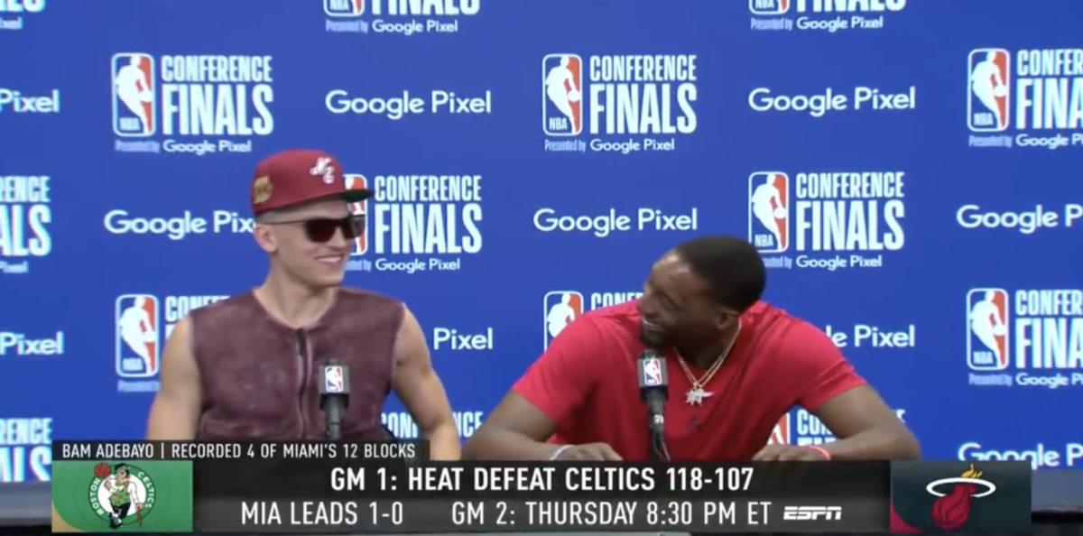 Bam Adebayo Could Not Stop Laughing At Tyler Herro’s Postgame Fit, Rolled Up His Sleeves To Match Him