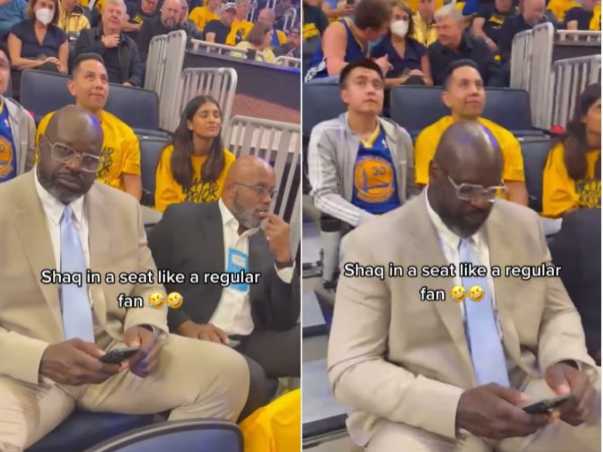 Video Of Shaquille O'Neal Sitting Like A Regular Guy At Chase Center: “Shaq Didn't Want To Be Bothered"