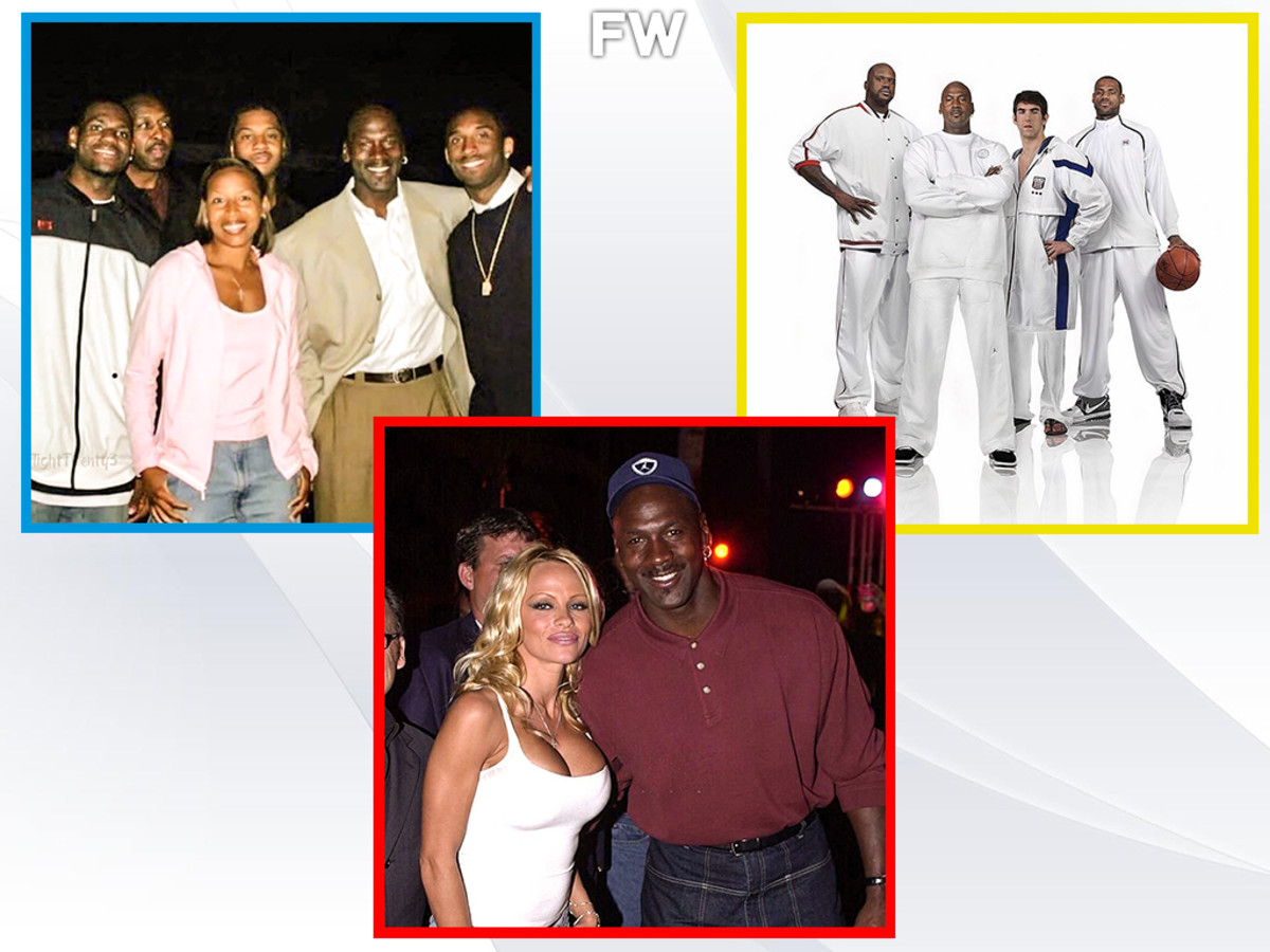 Pictures Of Random Celebrities And NBA Players: Michael Jordan And Pamela Anderson, Michael Jordan With LeBron James, Shaquille O'Neal And Michael Phelps
