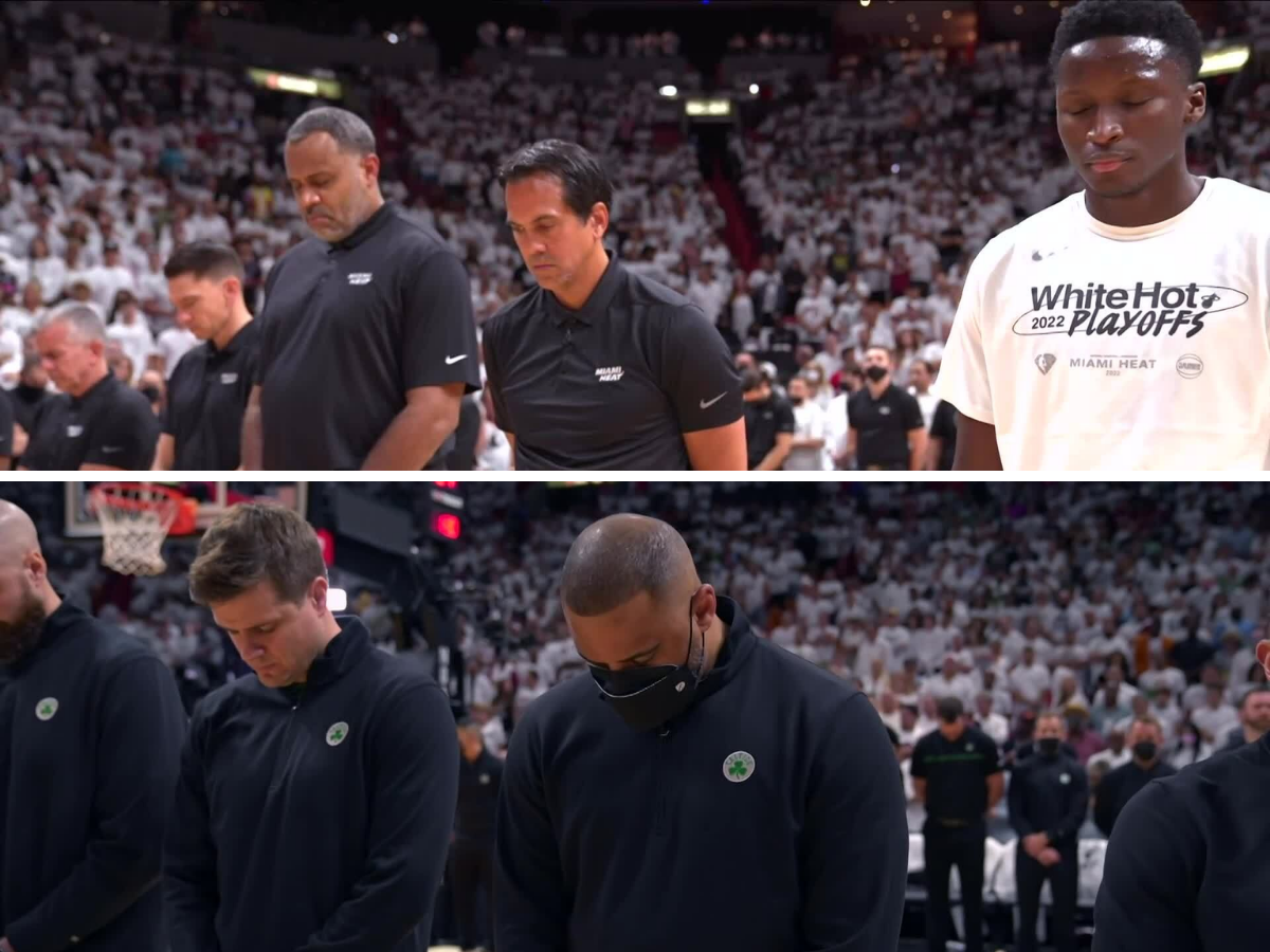 Heat And Celtics Honor Victims Of Mass Shooting With A Moment Of Silence Prior To Tip-Off In Game 5