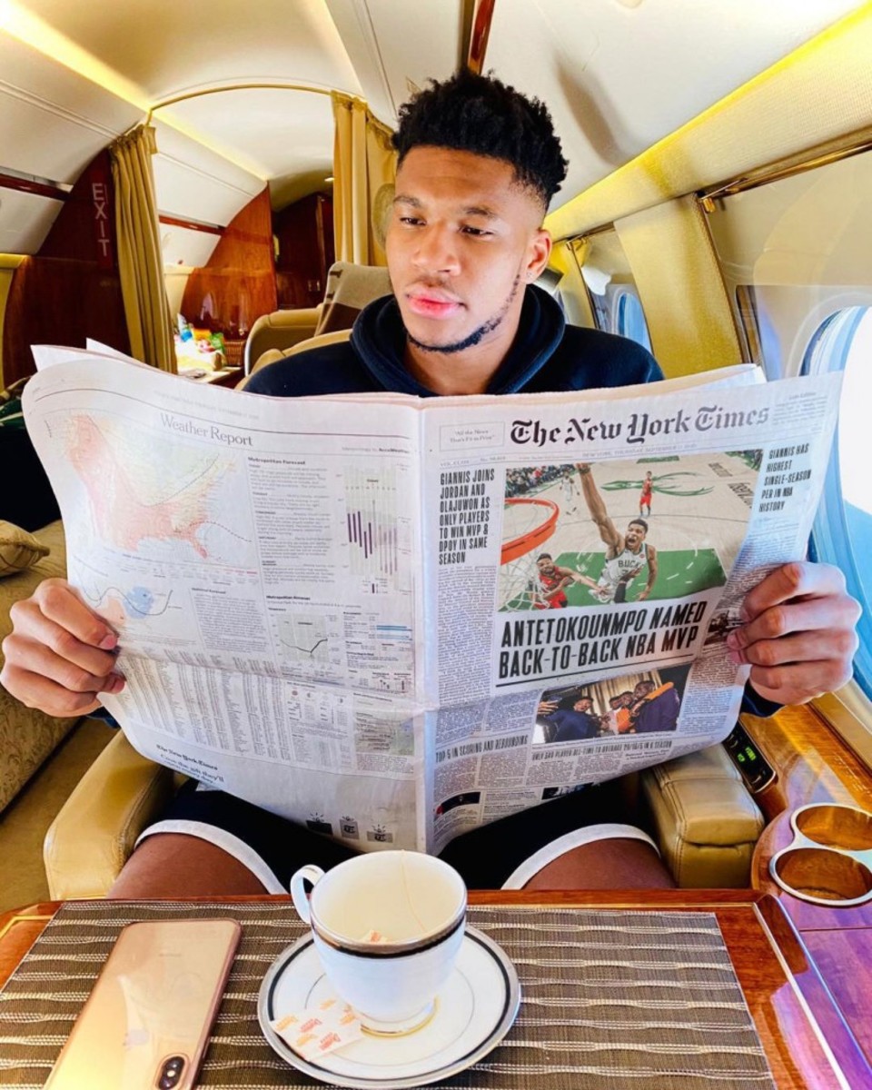 NBA Fans Roast Giannis After Posting Pic With Newspaper Announcing MVP Win