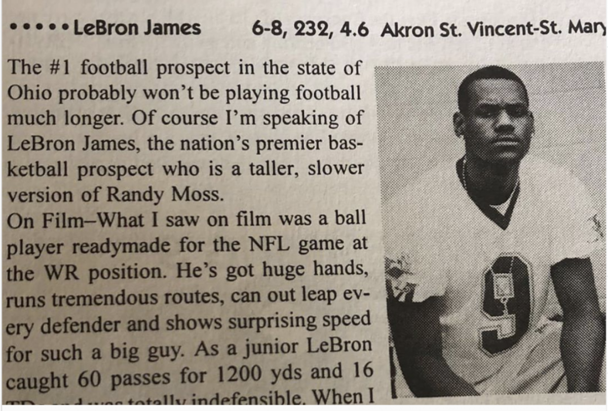 Clip Of LeBron James Playing Football In High School And Catching