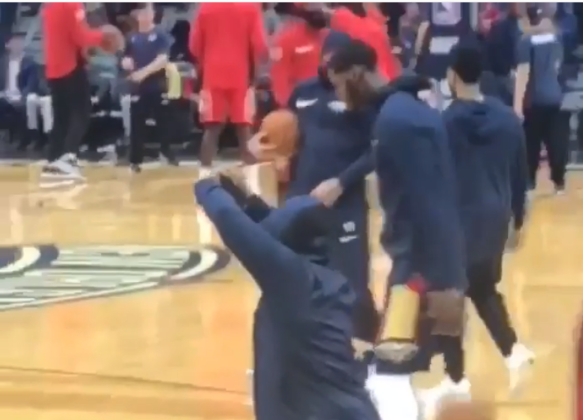 The Pelicans Fan Pretended To Be A Player During Warm-ups Before Security Caught Him