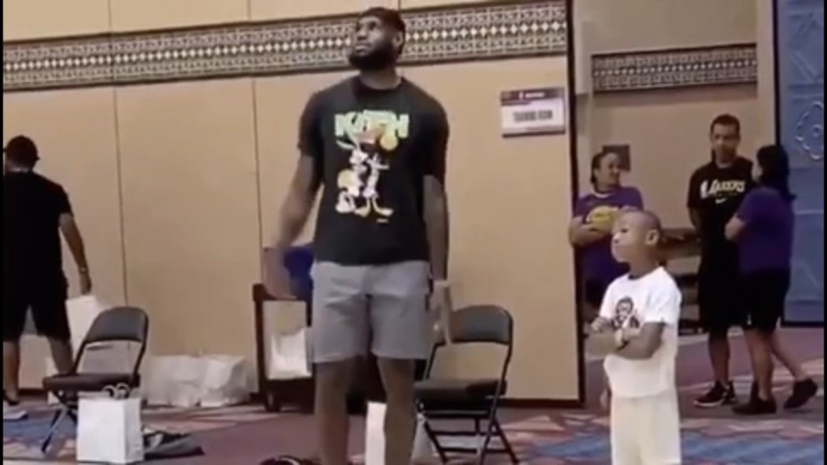 LeBron James Funny Exchange With Dion Waiters' Kid: "'I'll Make 100 Straight' He Responds, 'Yeah Right!' LeBron Misses And Says, 'I Missed That On Purpose So You'd Think I'm Human'"