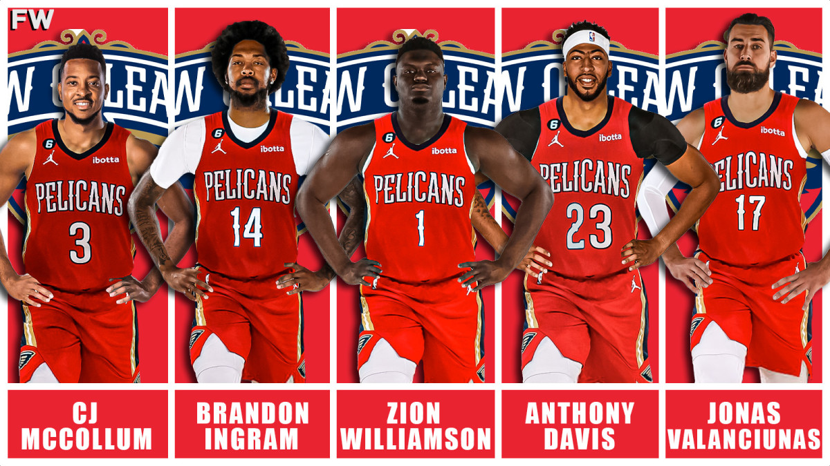 CJ McCollum, Brandon Ingram, Zion Williamson, Anthony Davis, and Jonas Valanciunas