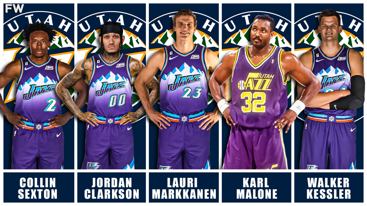 Collin Sexton, Jordan Clarkson, Lauri Markkanen, Karl Malone, and Walker Kessler