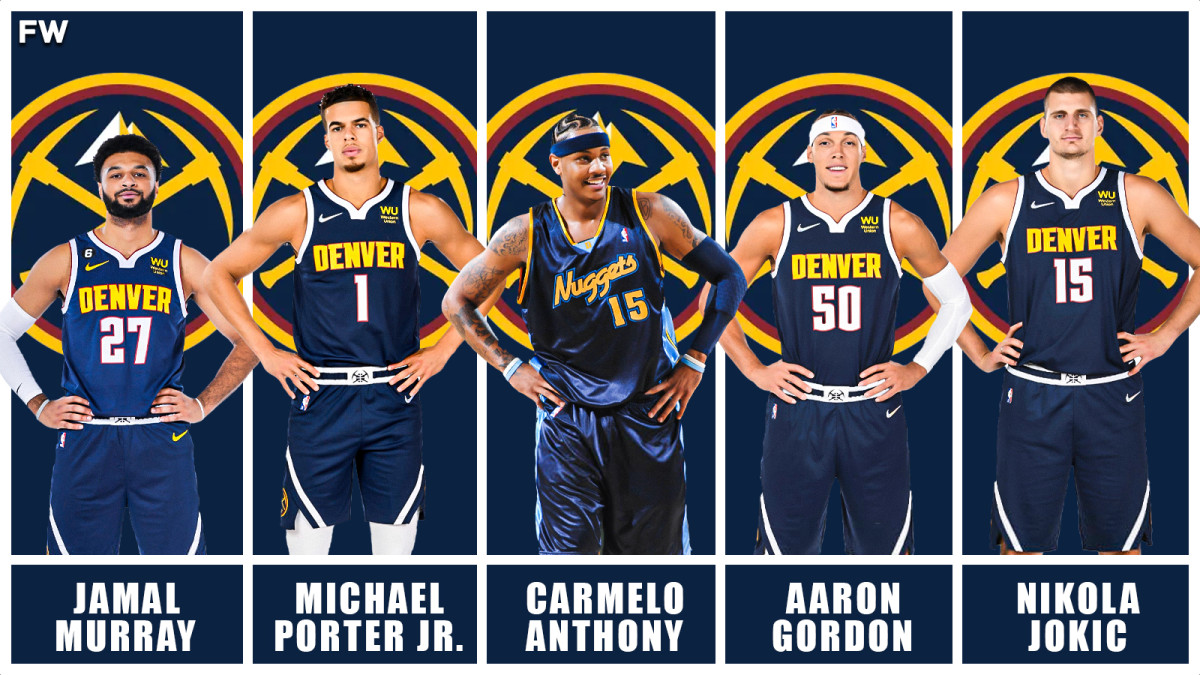 Jamal Murray, Michael Porter Jr., Carmelo Anthony, Aaron Gordon, and Nikola Jokic