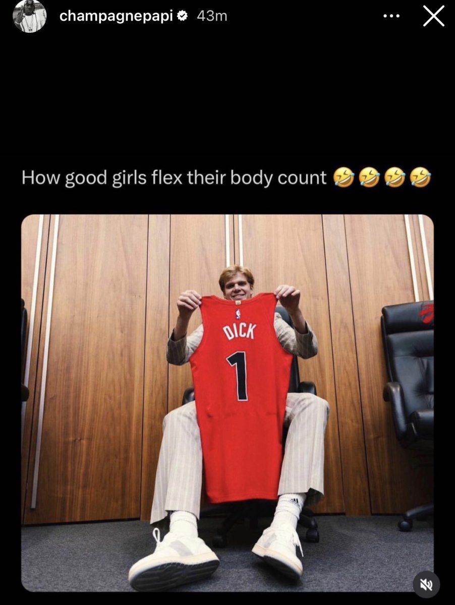 Drake Posts Meme Featuring New Raptors Forward Gradey Dick On His Instagram  Story - Fadeaway World