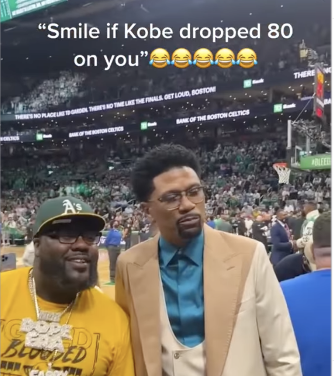 Celtics Fan Hilariously Roasts Jalen Rose As He Poses For A Picture In TD Garden: "Smile If Kobe Bryant Dropped 80 On You!"
