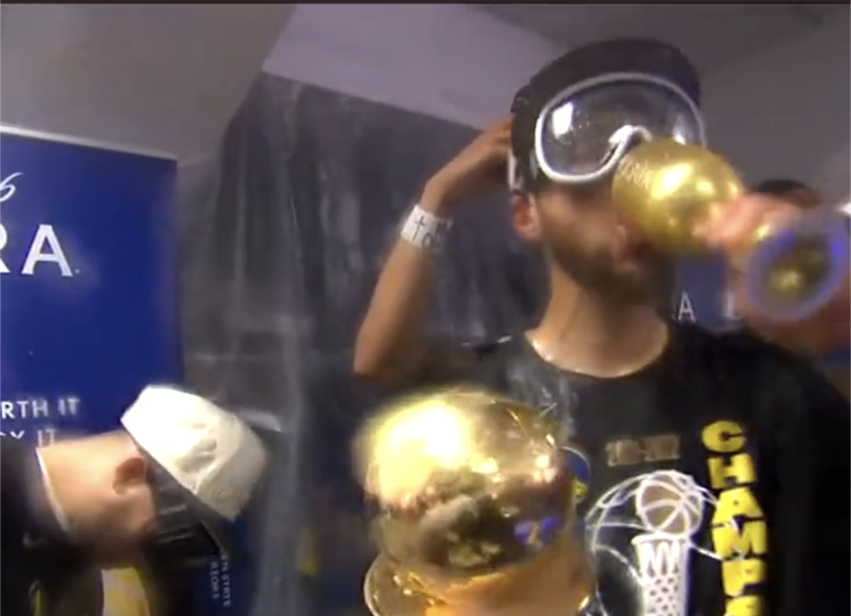 Inside the Warriors' locker room after the championship