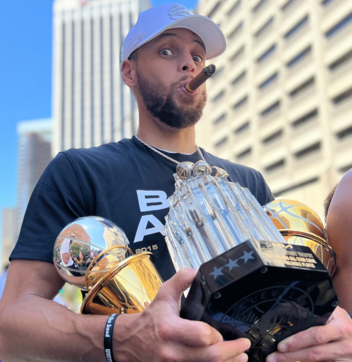Stephen Curry Shares An Iconic Picture With A Cigar And All His Trophies: "What They Gonna Say Now?"