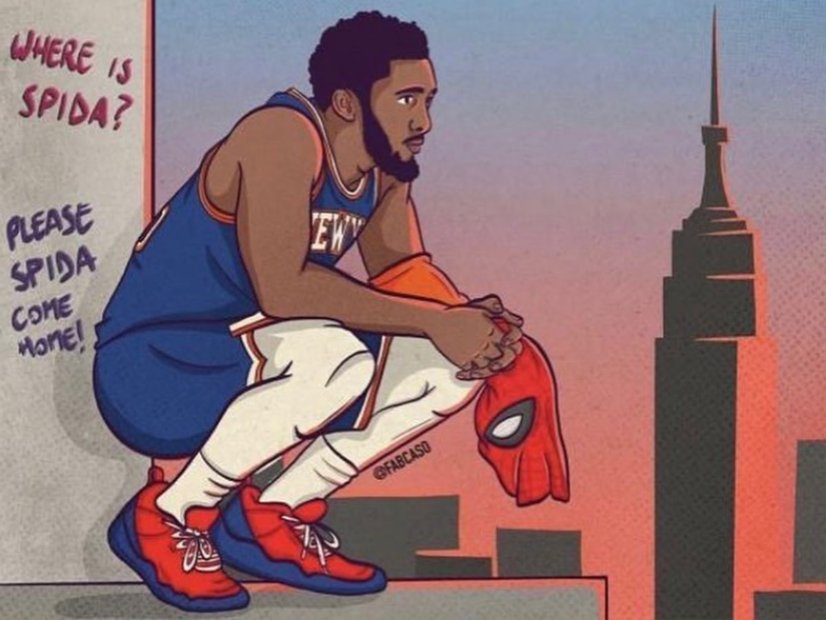 NBA Fans Like The Edit Of Donovan Mitchell As Spiderman In New York Knicks Jersey