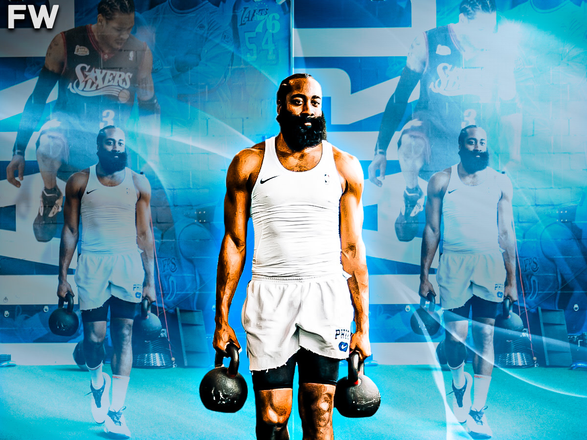 James Harden Flexes His Peak Gym Body In Viral Photo With Allen Iverson Mural