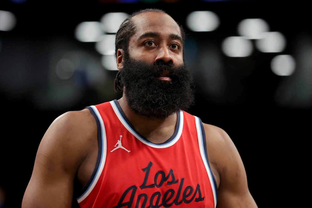 Los Angeles Clippers guard James Harden (1) during the third quarter against the Brooklyn Nets at Barclays Center.