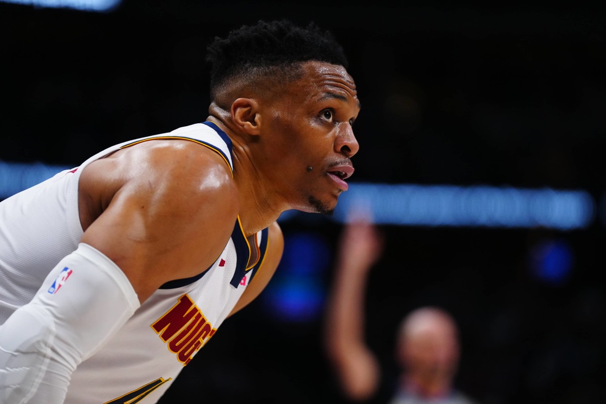 Denver Nuggets guard Russell Westbrook (4) during the second half against the Memphis Grizzlies at Ball Arena. Mandatory Credit: Ron Chenoy-Imagn Images