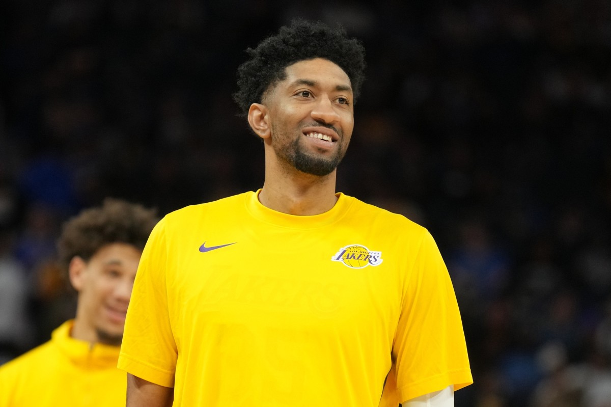 Los Angeles Lakers forward Christian Wood (35) before the game against the Golden State Warriors at Chase Center. Mandatory Credit: Darren Yamashita-Imagn Images