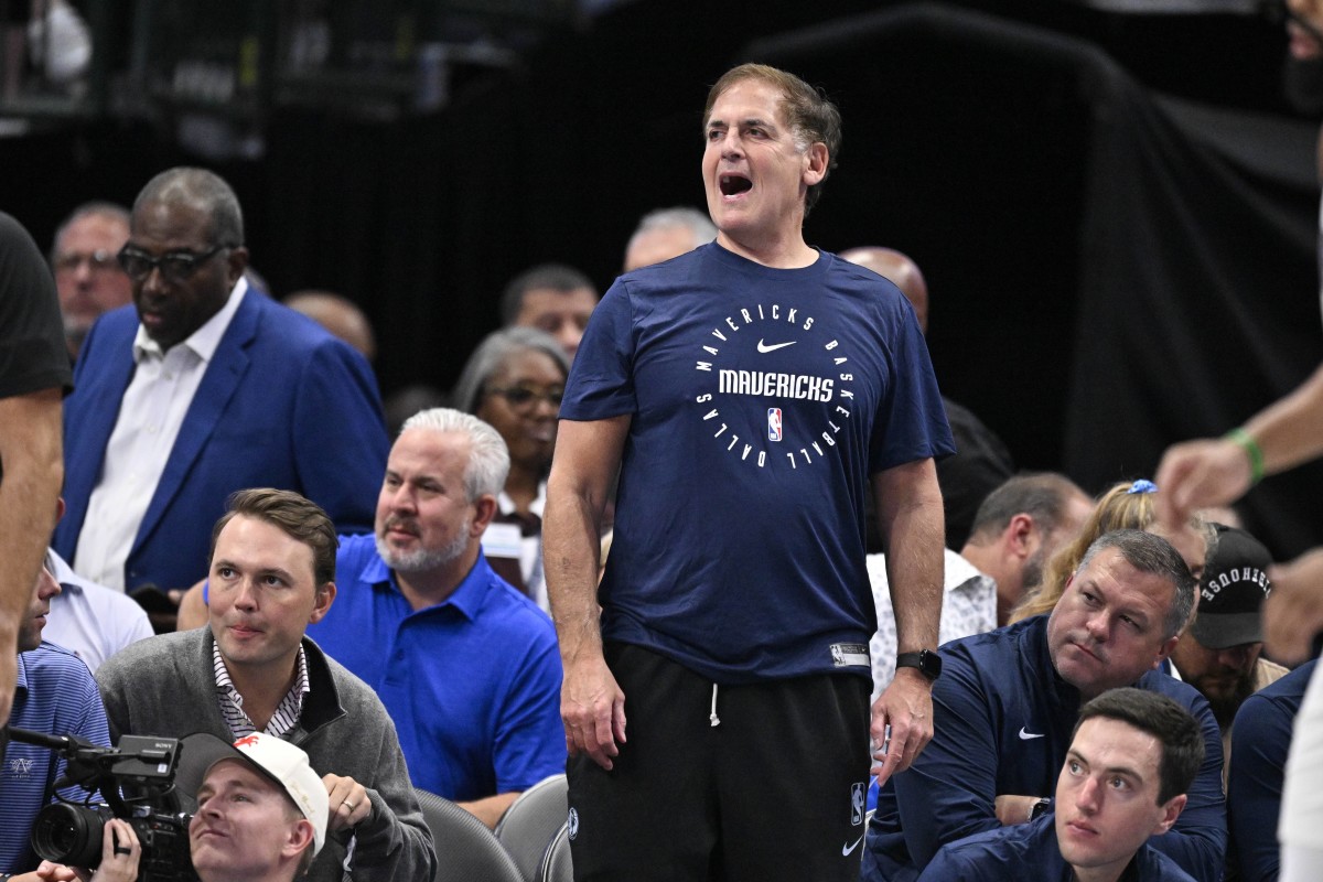 Dallas, Texas, USA; Mark Cuban looks on during the game between the Dallas Mavericks and the Memphis Grizzlies at American Airlines Center. Mandatory Credit: Jerome Miron-Imagn Images