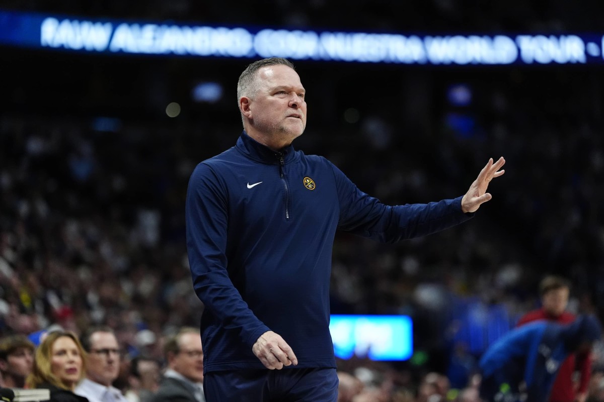 Mar 12, 2025; Denver, Colorado, USA; Denver Nuggets head coach Michael Malone during the second quarter against the Minnesota Timberwolves at Ball Arena. Mandatory Credit- Ron Chenoy-Imagn Images