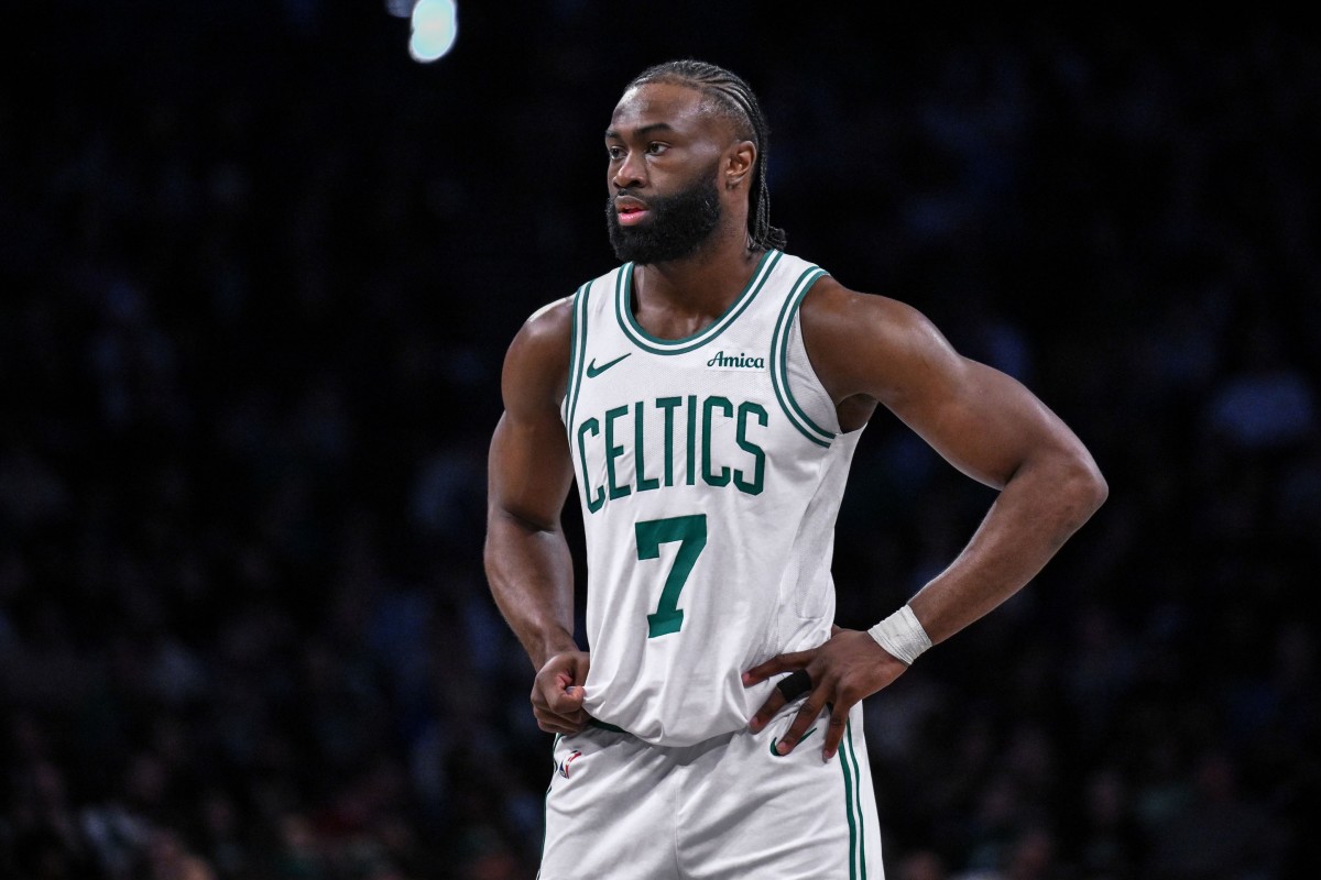 Boston Celtics guard Jaylen Brown (7) during a game against the Brooklyn Nets at Barclays Center. Mandatory Credit: John Jones-Imagn Images