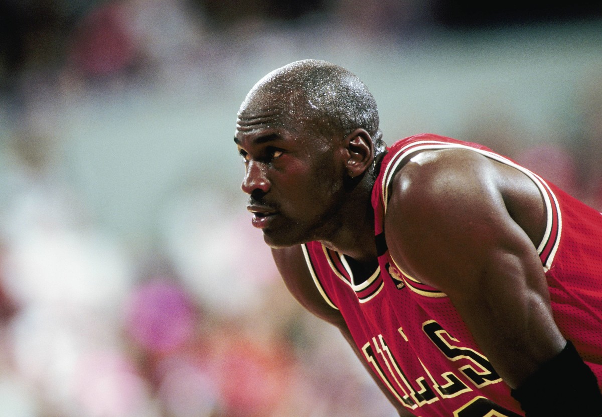 Portland, OR, USA: FILE PHOTO; Chicago Bulls guard Michael Jordan (23) against the Portland Trail Blazers during the 1992 season at Memorial Coliseum. Mandatory Credit: Imagn Images