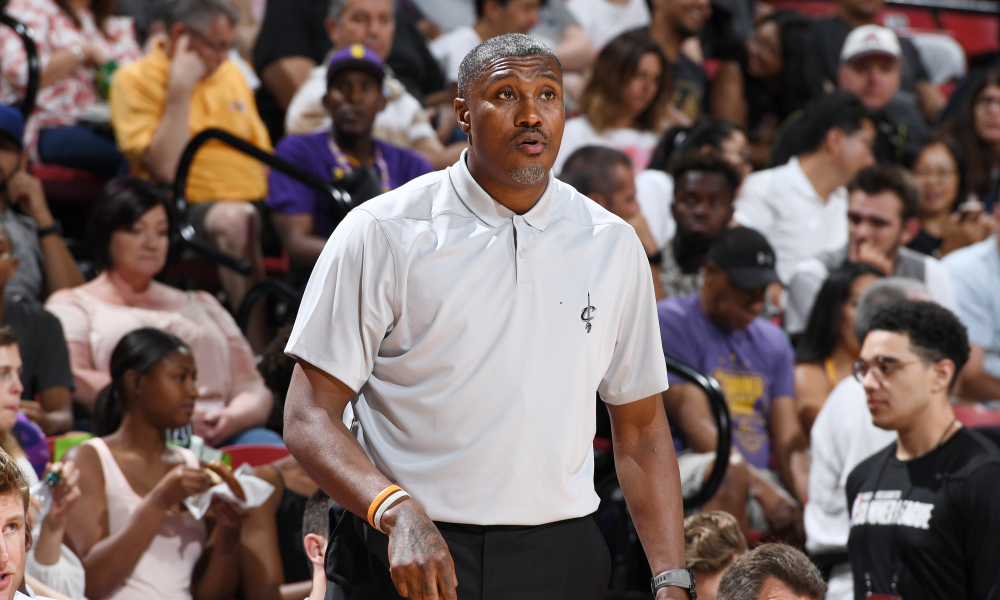 LAS VEGAS, NV - JULY 15: Assistant Coach James Posey of the Cleveland Cavaliers looks on during the game against the Toronto Raptors during the 2018 Las Vegas Summer League on July 15, 2018 at the Thomas & Mack Center in Las Vegas, Nevada. NOTE TO USER: User expressly acknowledges and agrees that, by downloading and/or using this photograph, user is consenting to the terms and conditions of the Getty Photo by Garrett Ellwood/NBAE via Getty Images