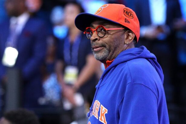 New York Knicks super-fan Spike Lee in the first quarter of their game against the New Orleans Pelicans at the Smoothie King Center.