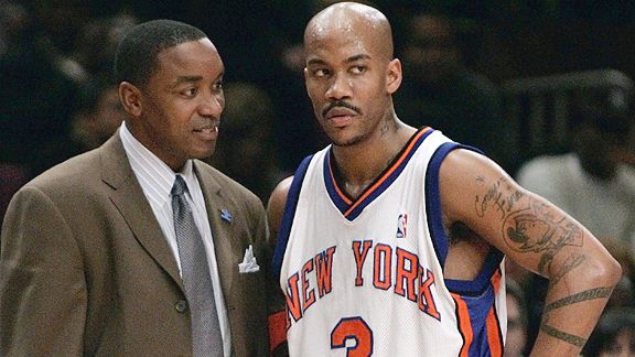 Caption: Caption: Isiah Thomas (left) and Marbury (right) had a frayed relationship. via AP