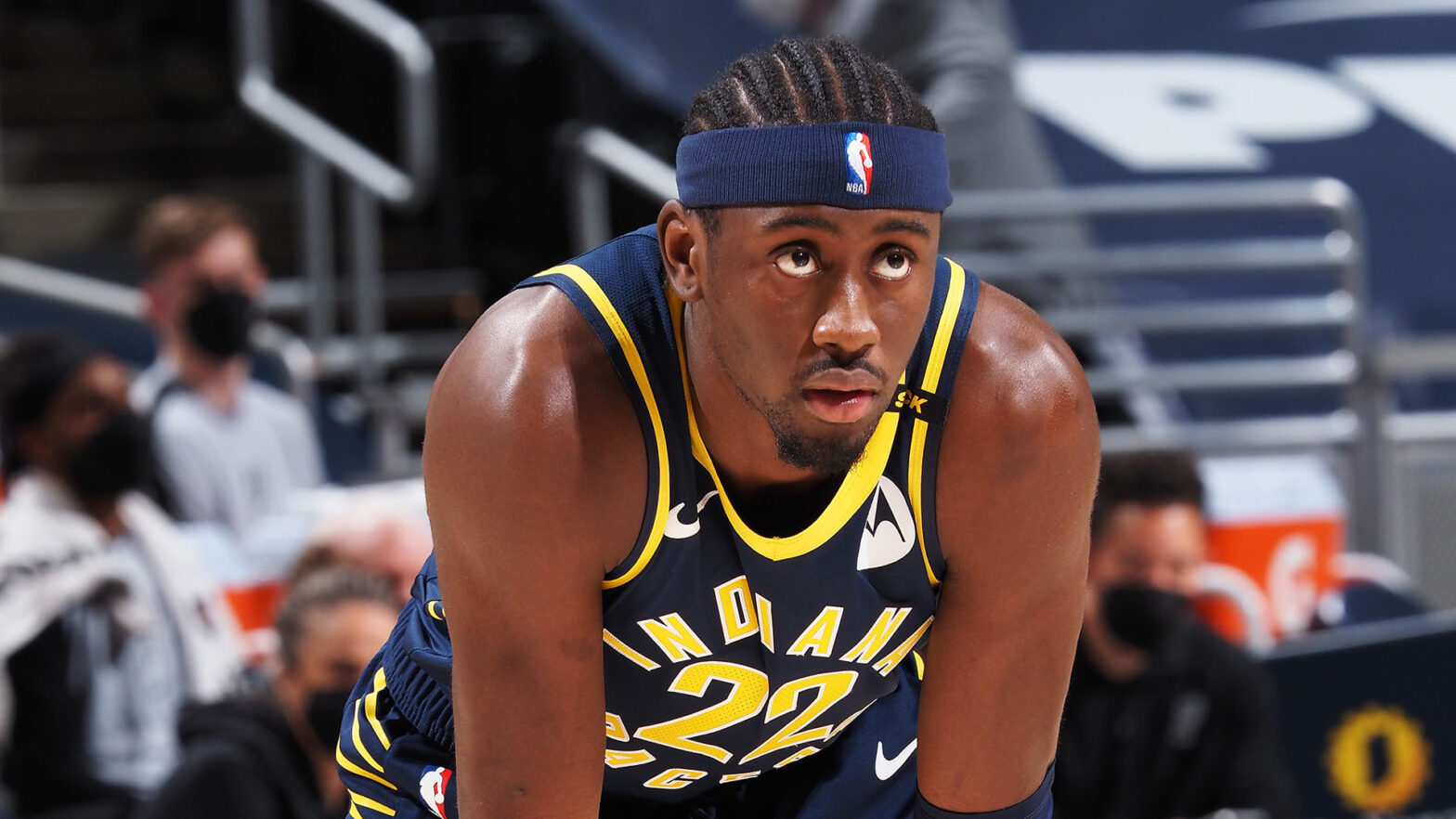 Jan 8, 2021; Memphis, Tennessee, USA; Brooklyn Nets guard Caris LeVert (22) reacts during the second half against the Memphis Grizzlies at FedExForum.