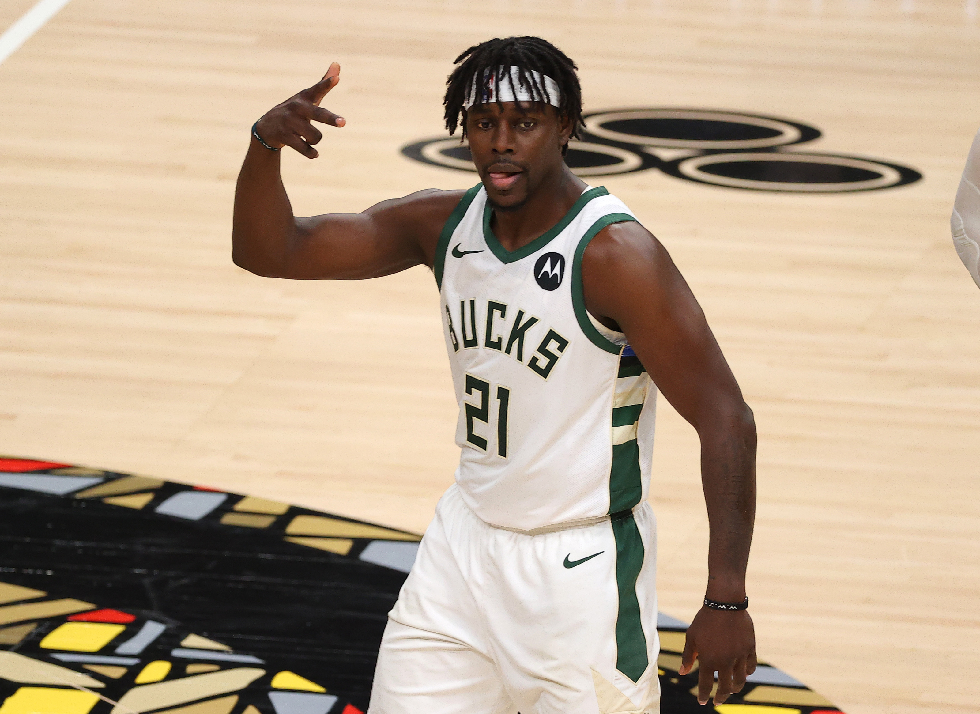 Jun 17, 2024; Boston, Massachusetts, USA; Boston Celtics guard Jrue Holiday (4) reacts after a three point basket against the Dallas Mavericks during the second quarter in game five of the 2024 NBA Finals at TD Garden. Mandatory Credit: Peter Casey-Imagn Images