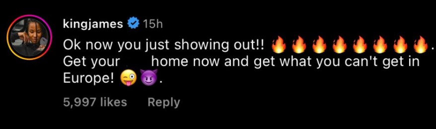 LeBron James' Instagram comment