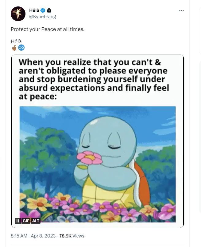 Kyrie Irving Shows He Is At Peace With A Meme After The Mavericks Fail To Make The Playoffs