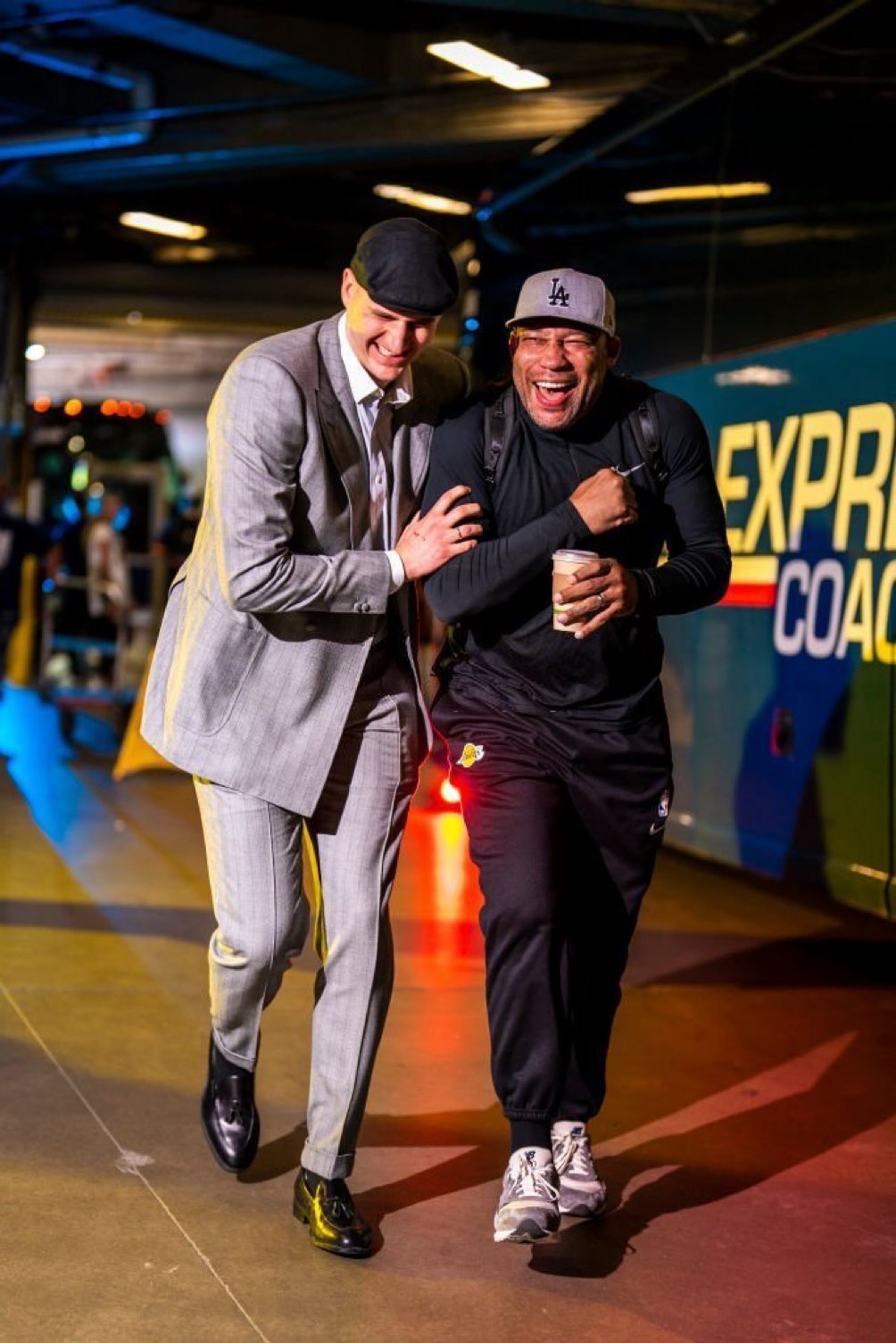 A Picture Of Nikola Jokic And Lakers Coach Darvin Ham Laughing Before Game 2 Went Viral