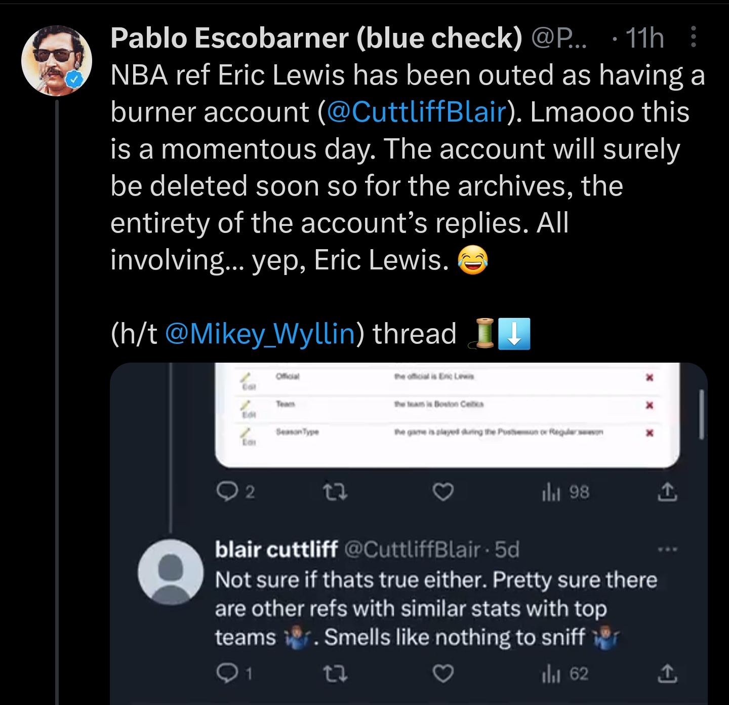 NBA Referee Eric Lewis Reportedly Has A Burner Account That Was Exposed On Twitter